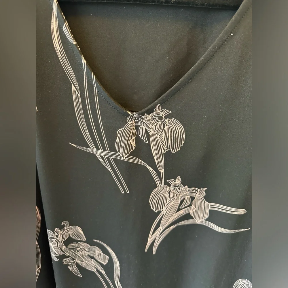 Alfani Elements Black rose gold sheer sleeve insert Floral Blouse 🌸 size L - Picture 2 of 6